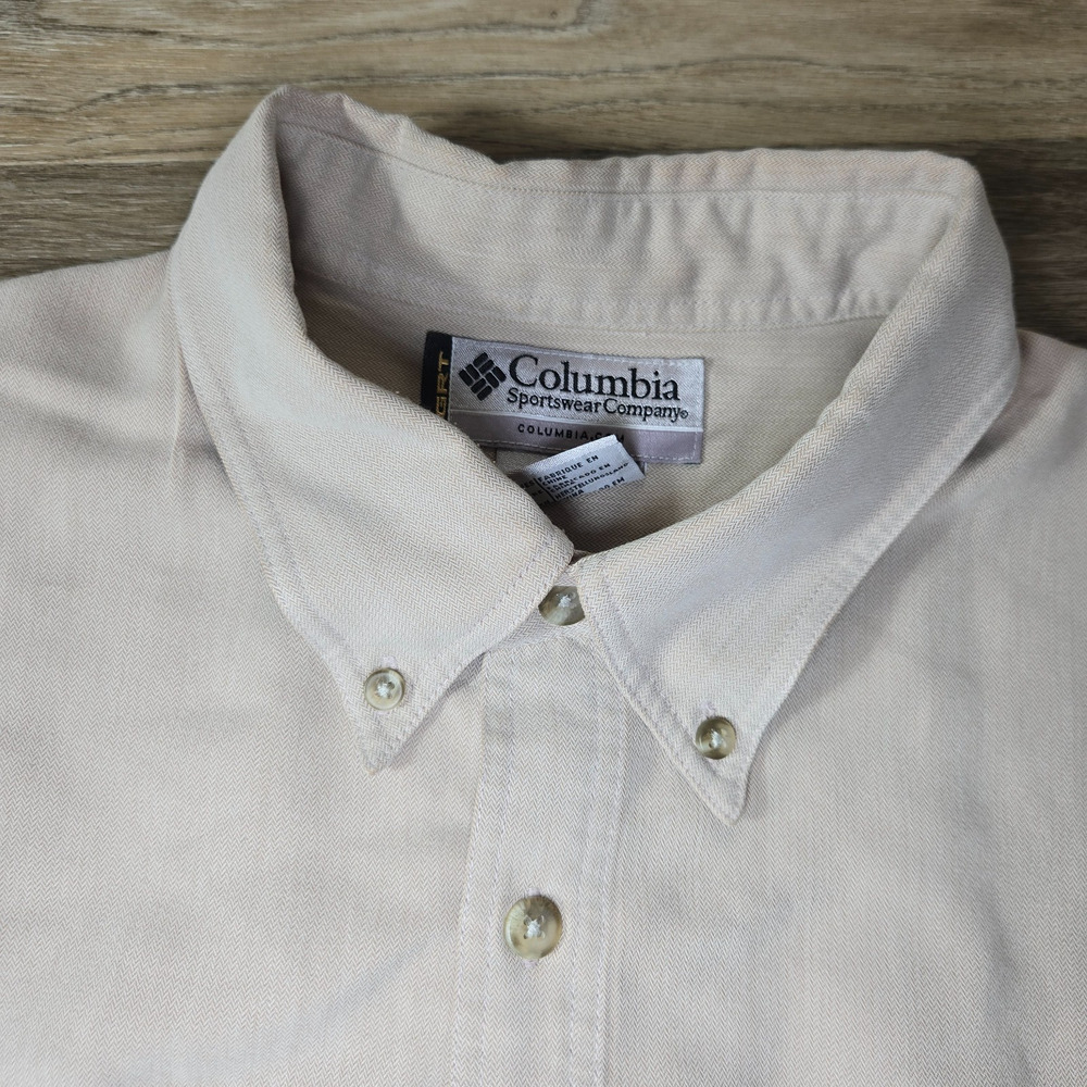Columbia GRT Shirt Mens XL Khaki Tan Long Sleeve Button Up Hiking Viscose - Picture 3 of 13